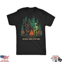 National Parks After Dark Shirt Bigfoot Alien Funny Camping Graphic Tee XXXXL