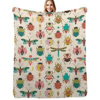 Mid century bugs Throw Blanket Faux Fur Soft Warm Blanket for Bed Size: 75*100cm, Weight: 230 GSM