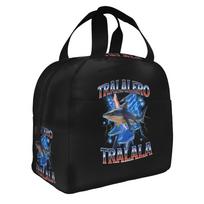 Tralalero Tralala Italian Brainrot  Lunch Bag Women Funny Meme Warm Cooler Insulated Lunch Box for School One Size