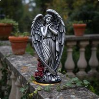 Solar lamp Angel Yard Ornament Waterproof Divine Garden Illumination Distressed Finish for Balcony, sidabras