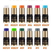 12pcs Glow Face and Body Paint Stick Set Neon Blacklight Painting Makeup Crayon for Halloween Festival Rave Party Stage Cosmetics 12pcs
