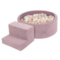 KiddyMoon Piankowy Plac Zabaw z Kulkami i Stupkiem, Zdejmowany Pokrowiec, Pastelowy Fiolet Bällebad (100 Bälle) + Stüfchen