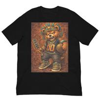 Aztec Street Bear Warrior T-Shirt, Tribal Teddy Bear Graphic Tee, Urban Skull Bear Shirt S