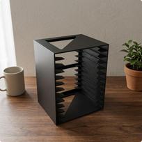 Stalinis CD organizatorius su angomis Laikiklis Diskas Juodas Vertikalus Black Vertical black