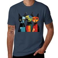 Group Of Colorful Cats Tshirt Odor Resistant Short Sleeve Top S