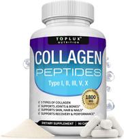 Toplux Nutrition Collagen Peptides 5 Types Complex 1800mg US Made Dietary Supplement for Health Beauty Fit 1 PACK
