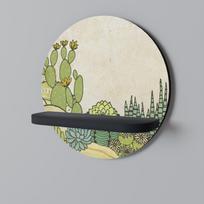 Succulents kaleidoscope round shelf black