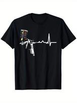 Spray Paint Gun Heartbeat Graphic T-Shirt Street Art Graffiti Style Tee M