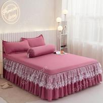 Nauja princesės lovos sijonas Čiužinio apsauga Paklodė Nėriniuotas raukinis lovos sijonas Patalynė Lovos uždangalas Antklodė Neslystanti čiužinio apsauga 1pc Skirt 120x200cm white
