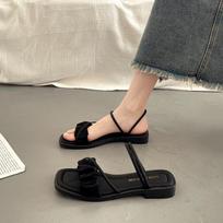 Women's Fairy Style Two-Way Flat Sandals for Summer 2024 - Perfect for Outdoors and Gentle French Fashion 39-40 juoda