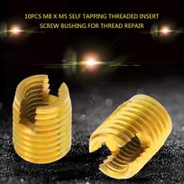 10pcs M8 x M5 Self Tapping Threaded Insert 302 Slotted Type Screw Bushing for Thread Repair