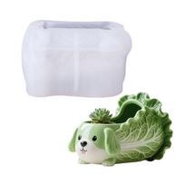 High Temperature Resistant Silicone Mould for Succulent Planter Cabbage Dog Flower Pots Mold Office Desk Ornament Mold 1