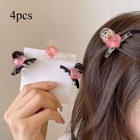 4pcs Korean Version of Sweet Love Small Grab Clip, Cute Side Clip Bangs Grab Clip, Princess Head Hairpin Hair Additions, Suitable for Daily, Vacation 4pcs įvairiaspalvis