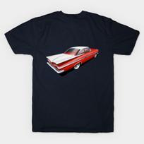 Men Black Print T-shirt 1959 Chevrolet Impala In Roman Red And White No-Cut Heat Transfer Print Cotton Tshirt M tamsiai mėlyna