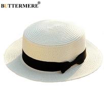 BUTTERMERE Vasarinė šiaudinė skrybėlė Baltos skrybėlės nuo saulės Moterims Bowler skrybėlė Paplūdimio lankelis Kelioninė laisvalaikio moteriška skrybėlė Moterims kepuraitė Moteris 56-58 cm beige