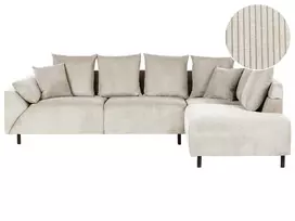 4 vietų kampinė sofa LUNNER, smėlio spalvos velvetas, kairinė