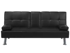Trivietė sofa-lova ROXEN iš eko odos, juoda