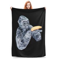 Here Banana Gorilla Tag Banana Delivery Blankets Soft Warm Flannel Throw Blanket Bedding for Bed Living room Picnic Travel Home Size: 75*100cm, Weight: 230 GSM