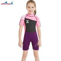 Kids 2.5mm Neoprene Wetsuit Short Sleeve Full Body Snorkeling Suit Swimming Diving Water Sports Small