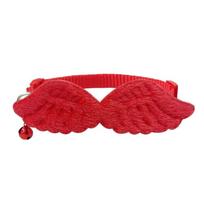 Solid Color Pet Collar Lightweight Pet Dressing Lovely Plush Wings Cat Collar  Halloween Christmas raudona