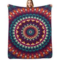 Mandala 81 Throw Blanket All Weather Soft Throw Blanket for Sofa Size: 75*100cm, Weight: 230 GSM