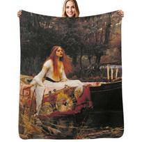 The Lady of Shalott by John William Waterhouse (1888) Throw Blanket Machine Washable Soft Warm Blanket Size: 75*100cm, Weight: 230 GSM