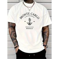 Monte Carlo Anchor Print Men's Graphic Tee Short Sleeve Crew Neck Breathable Cotton Casual T-Shirt S