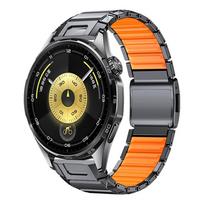 22mm Titanium Metal Band for Huawei Watch GT6Pro GT5/4 46mm Ultimate1/2 HUAWEI WATCH GT Pro Luxury Rubber Strap For Amazfit Balance Active 2 22mm juoda/oranžinė