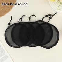 Mesh Wig Net Black Elastic Hair Cap with Adjustable Drawstring Breathable for Wigs and Extensions 5Pcs 5PCS 15cm