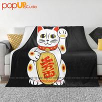 Cool Cat Maneki Neko Lucky Zhaocai Mao Ultra-Soft Blanket Quilt Winter Sofa Cover Bed Covers Size: 75*100cm, Weight: 230 GSM