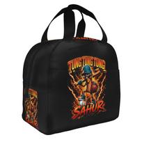 Italian Brainrot TUNG TUNG TUNG SAHUR FUNK Insulated Lunch Tote Bag for Resuable Thermal Cooler Food Lunch Box Work School One Size