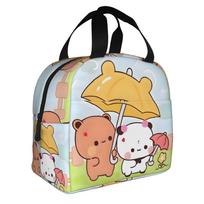 Bear Cartoon Peach And Goma Resuable Lunch Box Women Anime Panda Bubu Dudu Thermal Cooler Food Insulated Lunch Bag Office Work One Size