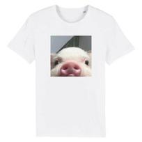 Cute Piglet Nose T-Shirt, Vegan Baby Pig Tee M