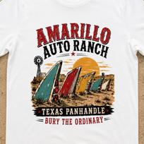Amarillo Auto Ranch Shirt, Texas Panhandle Tee, Retro Roadside Car Fin Shirt, Vintage Windmill Desert Travel Gift, Americana Graphic Tee Art 2XL