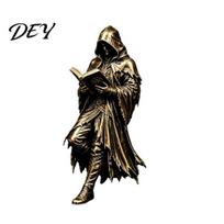 Grim Reaper Figurine Gothic Hooded Reading Book Resin Statue, Mystical Wizard Skull Halloween Interior Accent Desktop Bookshelf Decor, Dark S