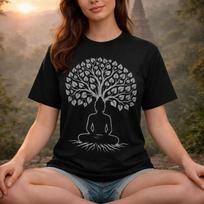Buddha Bodhi Tree T-Shirt: Enlightenment Symbol Tee Zen Spiritual Gift | Minimalist Buddhist Shirt for Mindfulness & Peace, Yoga Tee S