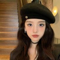 Beret Women's Wool Fall and Winterheattech Painter Hat Easiest for Match Beret Hat Show Face Small British Pumpkin Hat