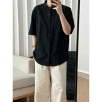 Men New Chinese Style Stand Collar Short Sleeve Loose Casual Cotton Shirt M juoda