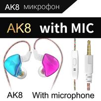 QKZ AK8 Į ausį įdedamos sceninės HIFI ausinės, mobiliesiems žaidimams, su laidiniu valdymu ir mikrofonu, sunkiais žemaisiais dažniais mėlyna/violetinė