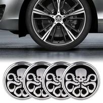 4 vnt. automobilio modelio kaukolės rato stebulės dekoratyvinis lipdukas, skersmuo: 5,8 cm