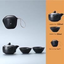 The Ru Kiln Travel Tea Set 1 Teapot 2 Cup Set Outdoor Kongfu Tea Infuser Portable Gaiwan Ceramic Teaware Office Tea Ceremony