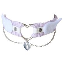 All-matching Choker Angel Wing Choker Necklace with Heart Pendant Harajuku Neck Collar for Woman violetinė/balta