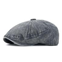Big Head Circumference Newsboy Cap Men's Beret Vintage Octagonal Newsboy Cap tamsiai pilka spalva