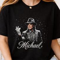 Moteriški medvilniniai Michael Jackson marškinėliai - „Pop karaliaus“ grafika, Unisex Hip Hop gatvės aprangos marškinėliai S gray