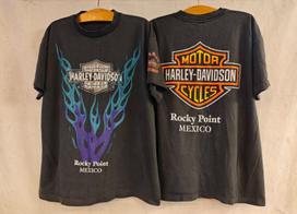 Vintage Harley Davidson Blue Flame Rocky Point MX 90s Motor Sz.L T-Shirt REPRINT M