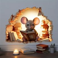 3D skaitymo pelės sienos lipdukai Mielas animacinių filmukų gyvūnų raštas Viniliniai lipdukai Svetainės Miegamojo Vonios Kambario Biuro Namų Dekoras 12x12CM