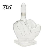 Decorative Glassware for Men Middle Finger Whiskey Decanter, 1000ml Glass Fist Dispenser with Stopper, Bourbon Decanter Unique Hand Shape Liquor