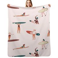Happy Surfers Throw Blanket Soft Warm Blanket Gift for Men Women Adults Size: 75*100cm, Weight: 230 GSM