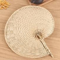 TaTanice Handmade Traditional Chinese Snail Style Large Palm Leaf Fan Woven from Straw and Palm Leaves