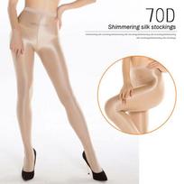 70D Nightclub Singer Dj Stage Shaping Socks Sexy Women'S Stockings Performance Oily Pantyhose Reflective Socks Oily Flash Socks One Size